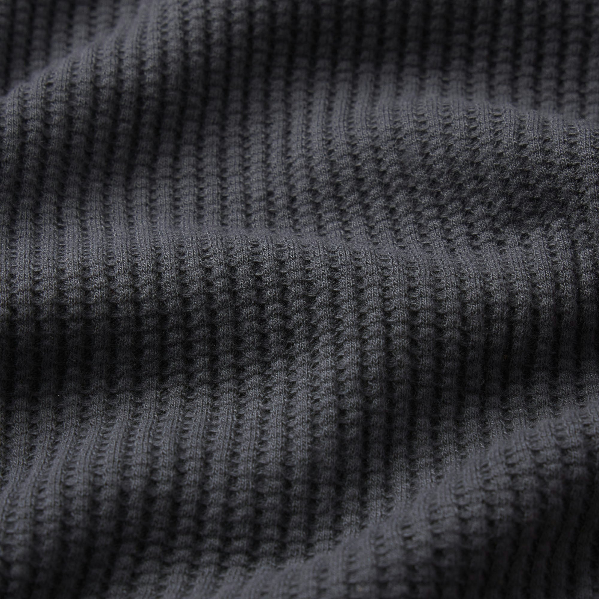WAFFLE MENS LONG SLEEVE TOP | GRAPHITE ADDITIONAL FABRIC DETAILS