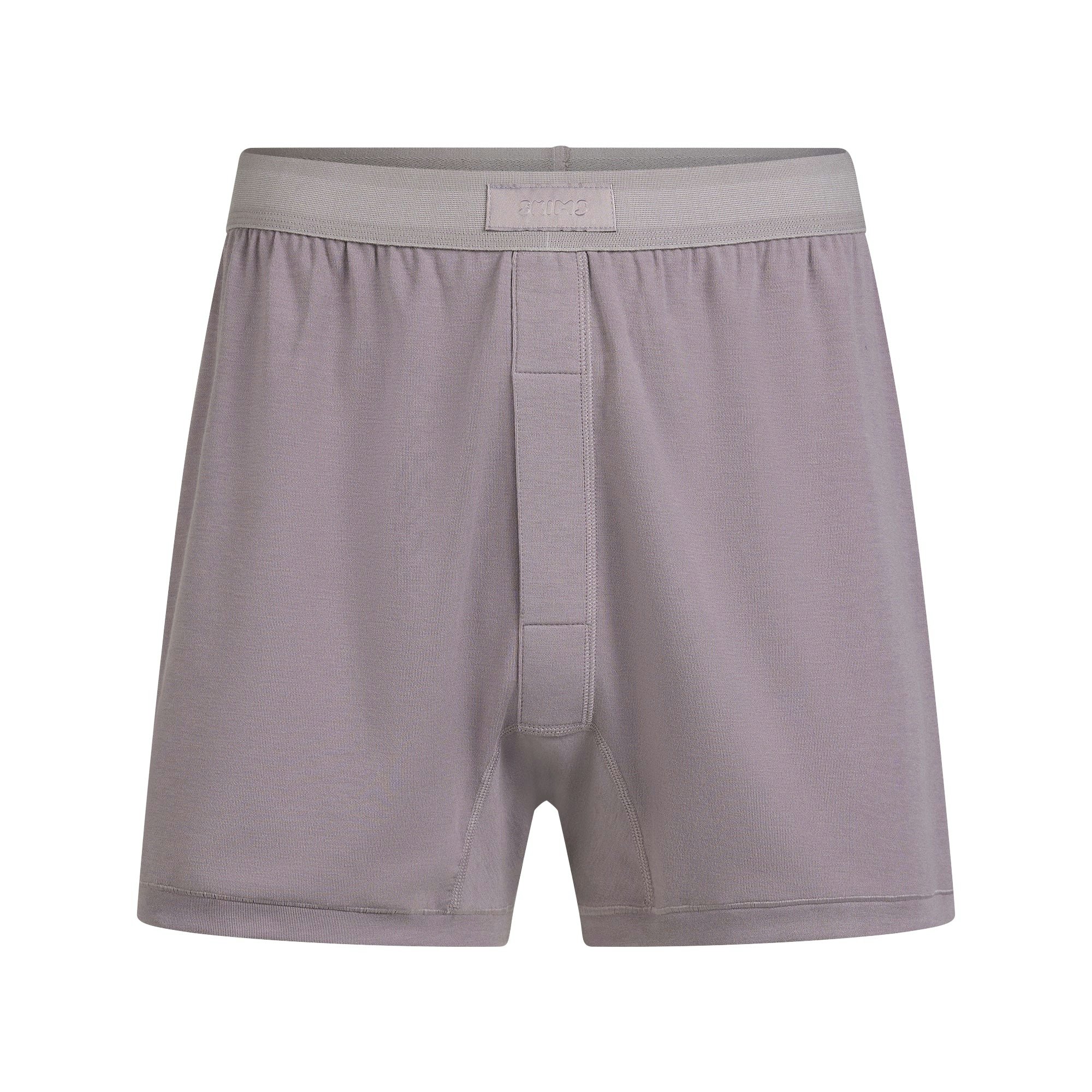 SKIMS COTTON MENS KNIT BOXER | ZINC FLAT ON A WHITE BACKGROUND | FLT