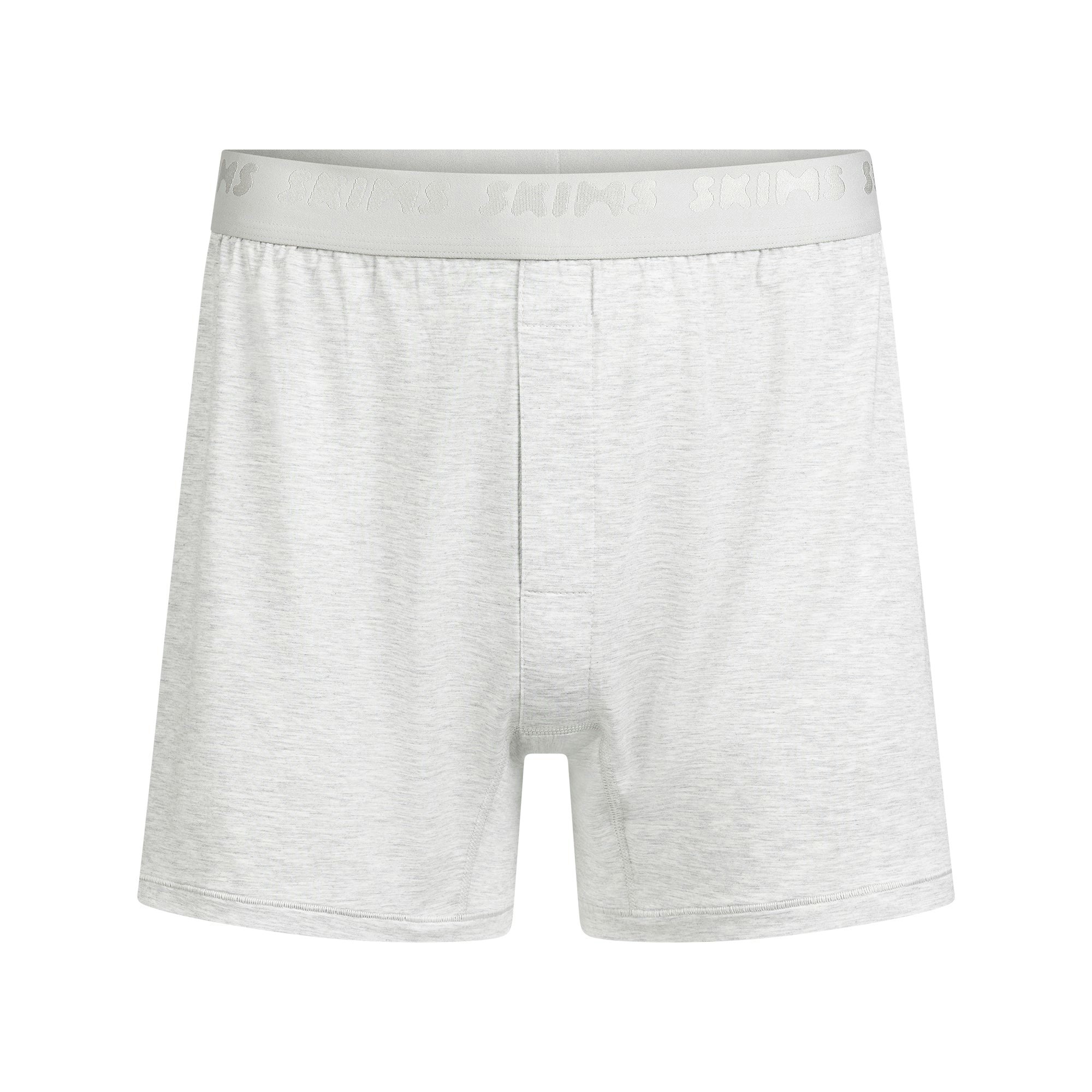 SKIMS STRETCH MENS KNIT BOXER 3-PACK | LAUREL MULTI FLAT ON A WHITE BACKGROUND | FLT