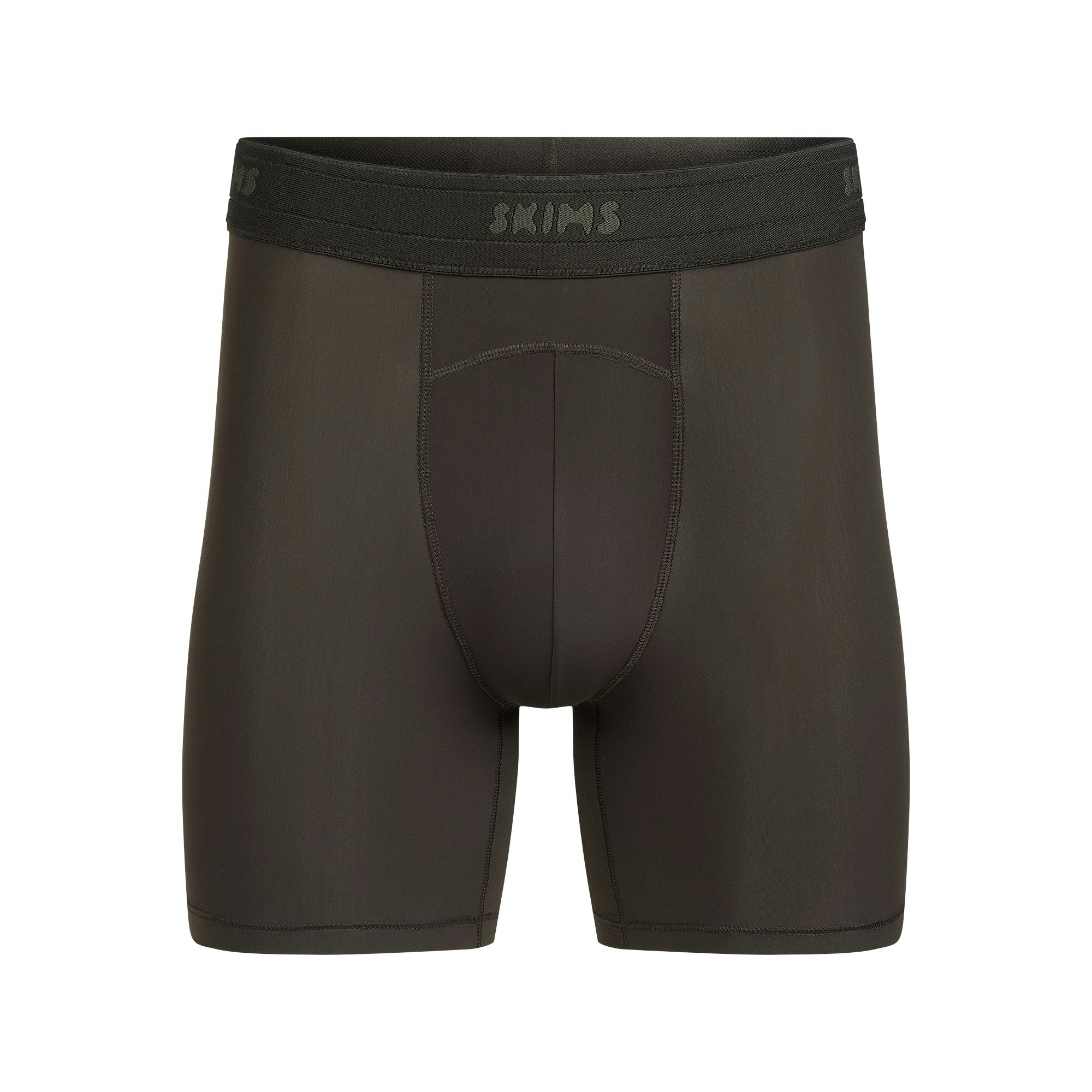 SKIMS SPORT MENS 5" BOXER BRIEF 3-PACK | DUNE MULTI FLAT ON A WHITE BACKGROUND | FLT