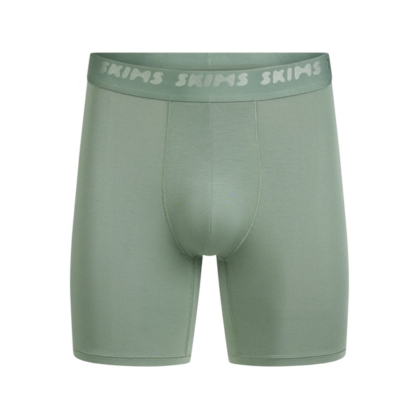 SKIMS STRETCH MENS 5" BOXER BRIEF | LAUREL FLAT ON A WHITE BACKGROUND | FLT