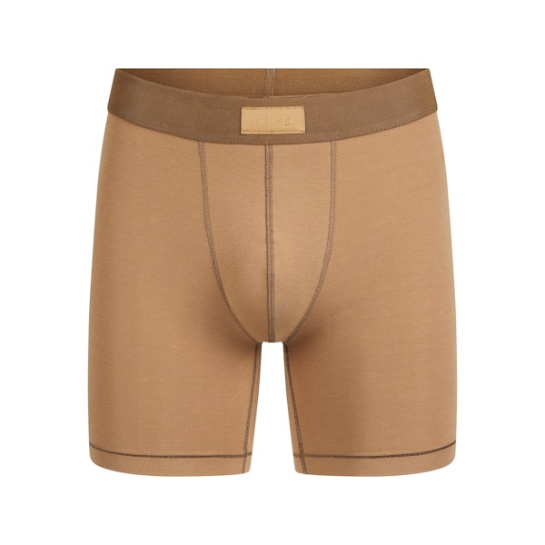SKIMS COTTON MENS 5" BOXER BRIEF | RUSSET FLAT ON A WHITE BACKGROUND | FLT