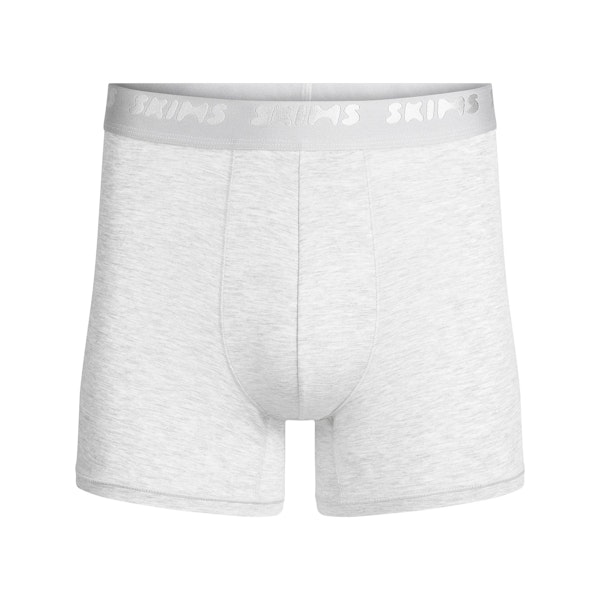 SKIMS STRETCH MENS 3 INCH BOXER BRIEF | LIGHT HEATHER GREY FLAT ON A WHITE BACKGROUND | FLT