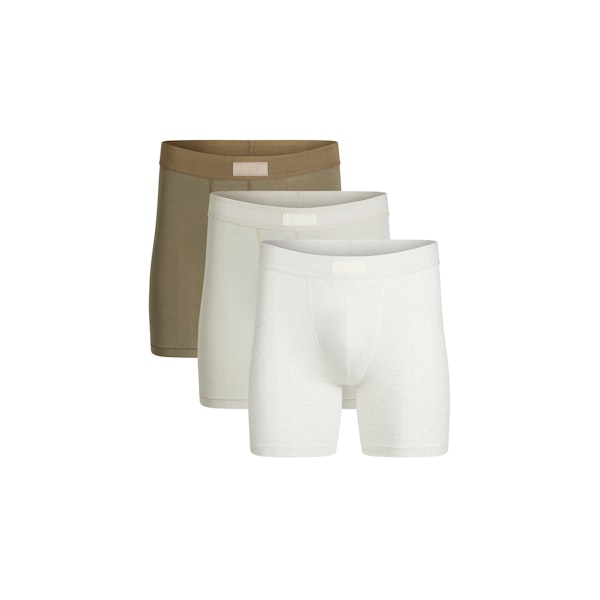 SKIMS COTTON MENS 5 INCH BOXER BRIEF 3-PACK  | ARMY MULTI FLAT ON A WHITE BACKGROUND | FLT | FOCUS: 0.0, 1.0, 0.9
