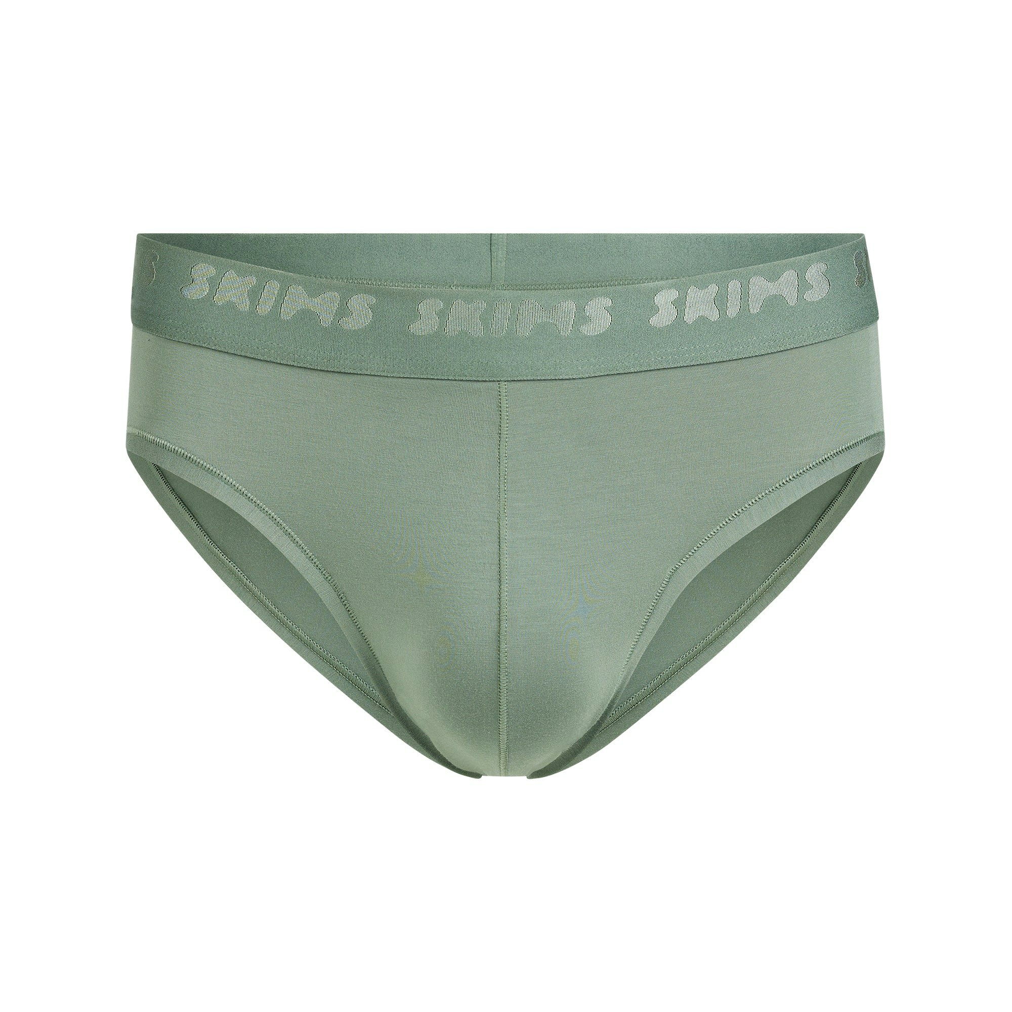 SKIMS STRETCH MENS BRIEF | LAUREL FLAT ON A WHITE BACKGROUND | FLT