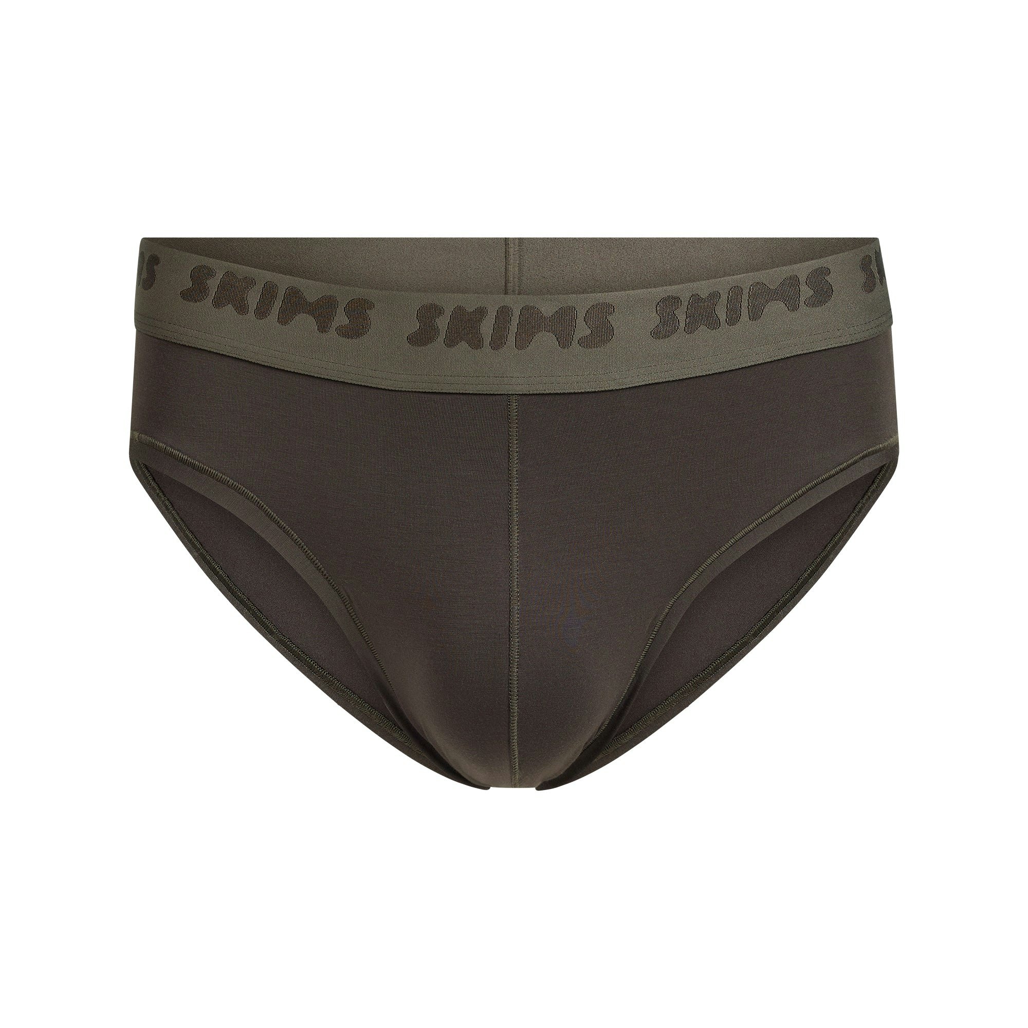 SKIMS STRETCH MENS BRIEF 3-PACK | LAUREL MULTI FLAT ON A WHITE BACKGROUND | FLT