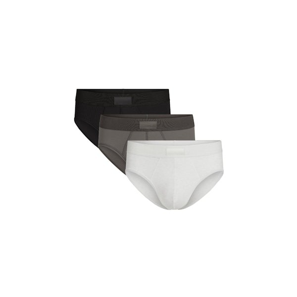 SKIMS COTTON MENS BRIEF 3-PACK | HEATHER MULTI FLAT ON A WHITE BACKGROUND | FLT | FOCUS: 0.0, 1.0, 0.9