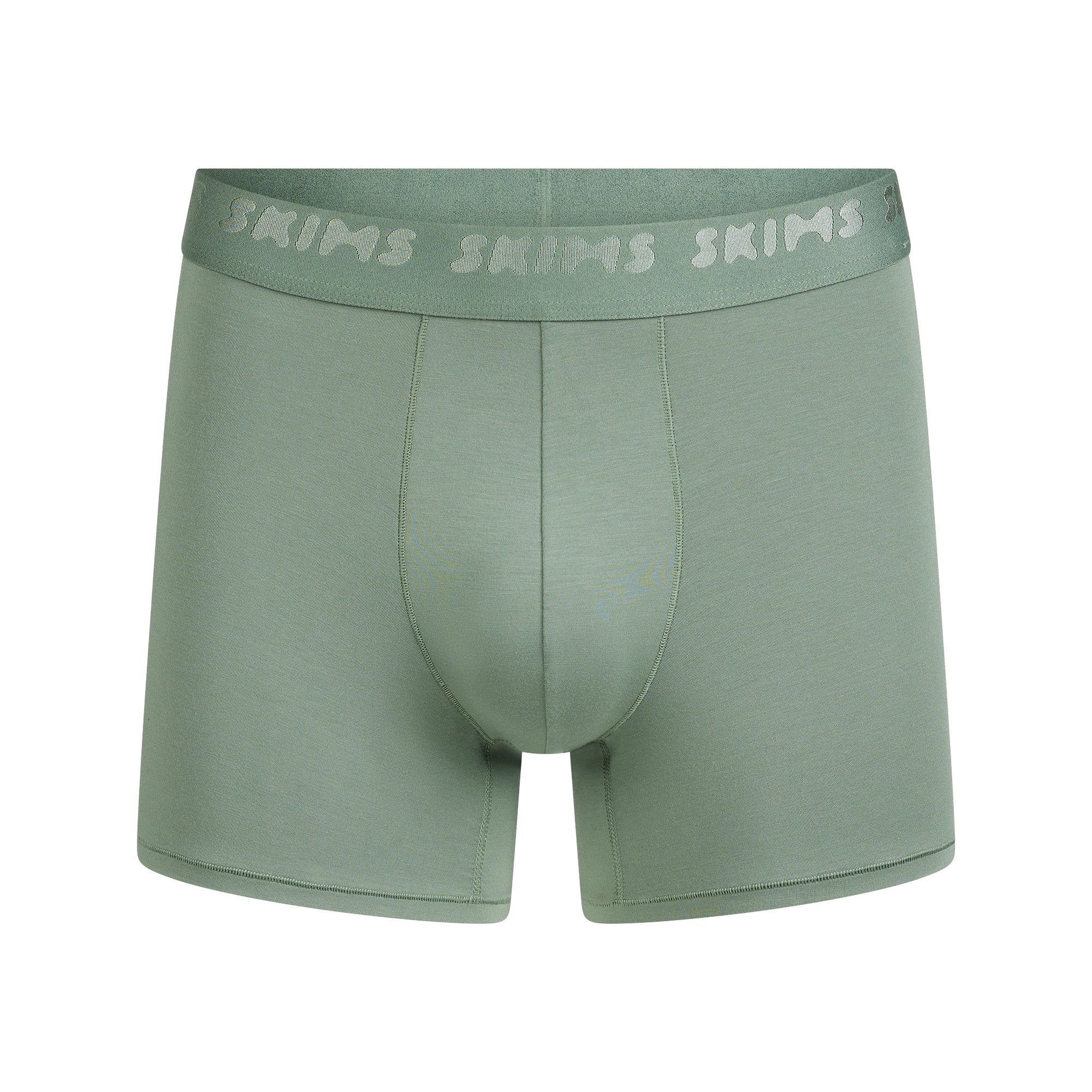 SKIMS STRETCH MENS 3" BOXER BRIEF | LAUREL FLAT ON A WHITE BACKGROUND | FLT