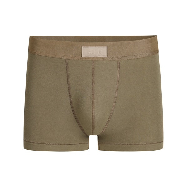 SKIMS COTTON MENS TRUNK | ARMY FLAT ON A WHITE BACKGROUND | FLT