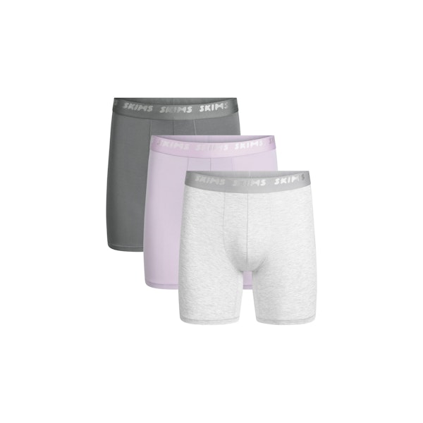 SKIMS STRETCH MENS 5 INCH BOXER BRIEF 3-PACK  | MELROSE MULTI FLAT ON A WHITE BACKGROUND | FLT | FOCUS: 0.0, 1.0, 0.9
