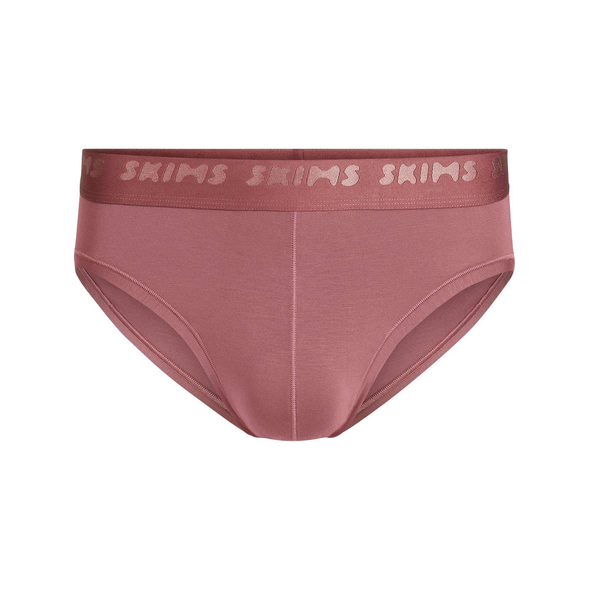 SKIMS STRETCH MENS BRIEF | CORDOVAN FLAT ON A WHITE BACKGROUND | FLT
