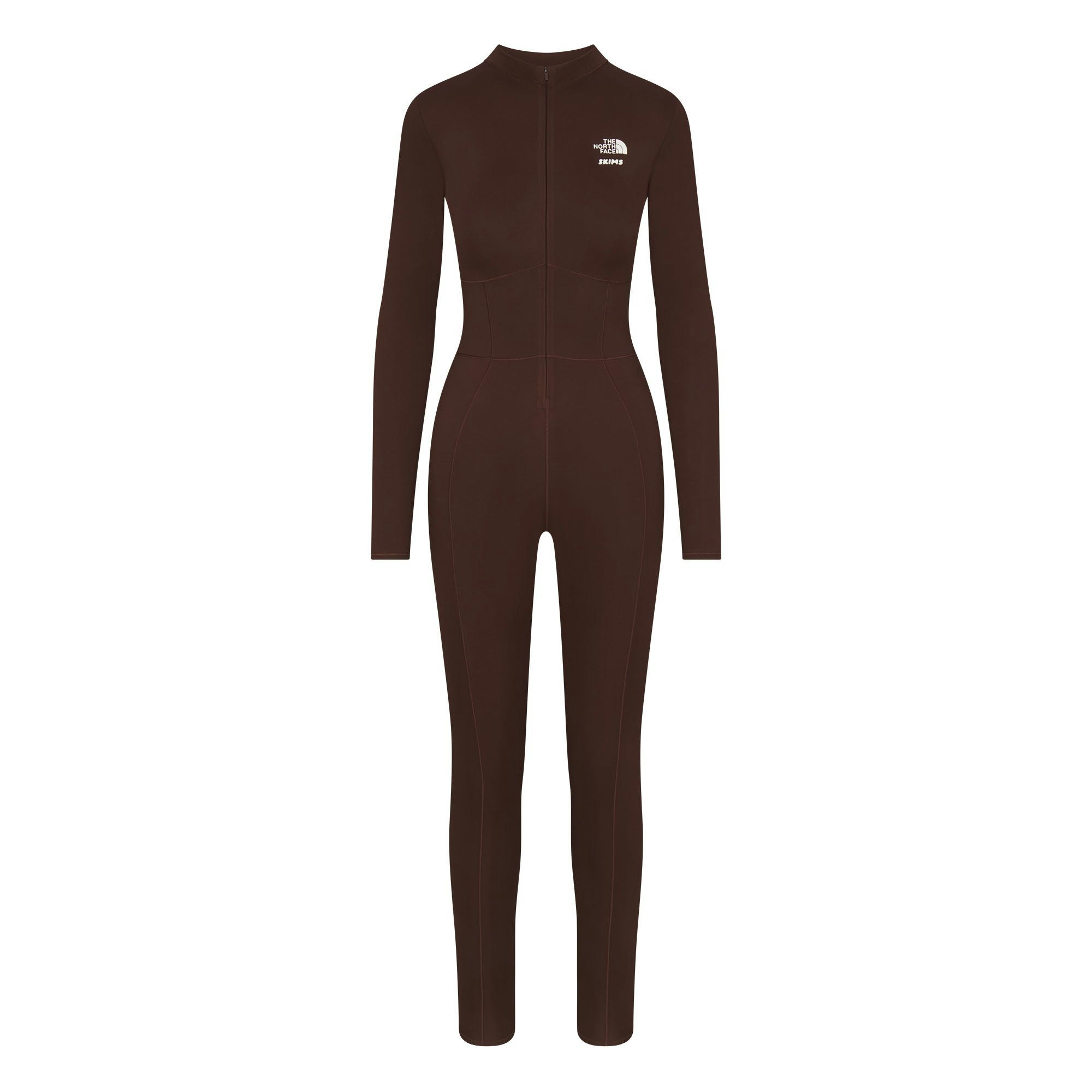 THE NORTH FACE X SKIMS REFINA BODYSUIT | COCOA FLAT ON A WHITE BACKGROUND | FLT