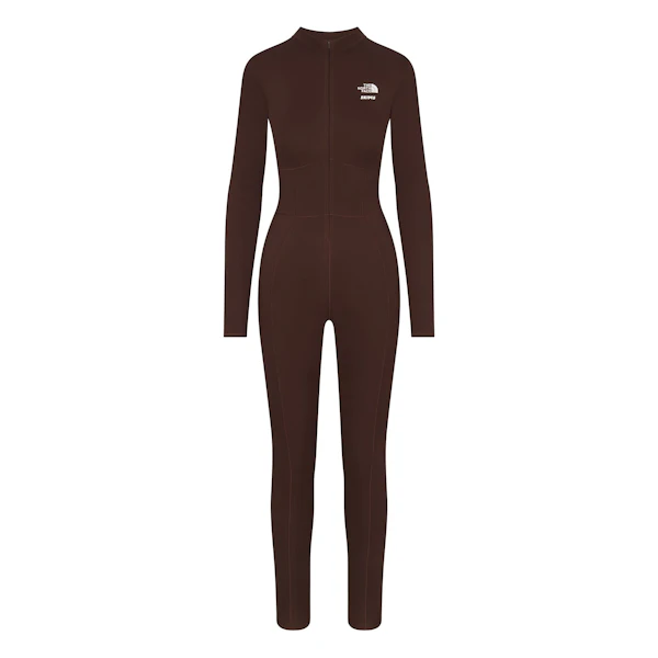 THE NORTH FACE X SKIMS REFINA BODYSUIT | COCOA FLAT ON A WHITE BACKGROUND | FLT
