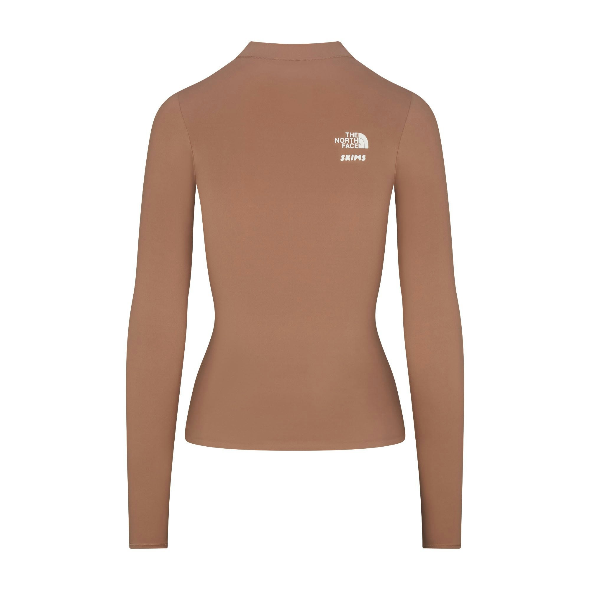THE NORTH FACE X SKIMS REFINA LONG SLEEVE TOP | SIENNA FLAT ON A WHITE BACKGROUND | FLT