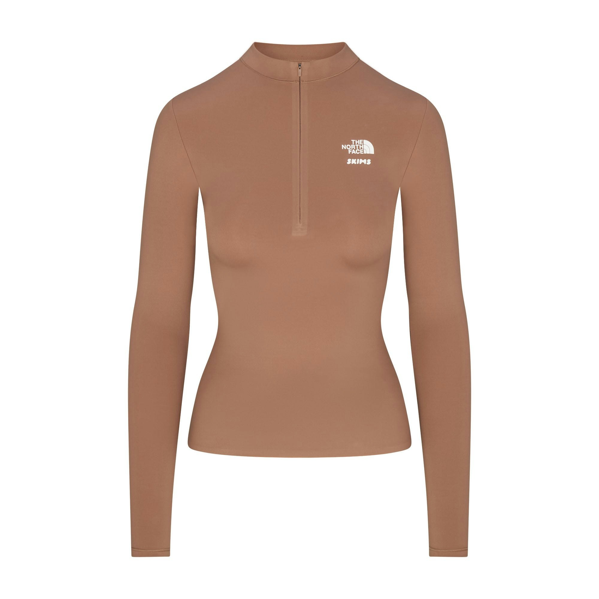 THE NORTH FACE X SKIMS REFINA LONG SLEEVE TOP | SIENNA FLAT ON A WHITE BACKGROUND | FLT
