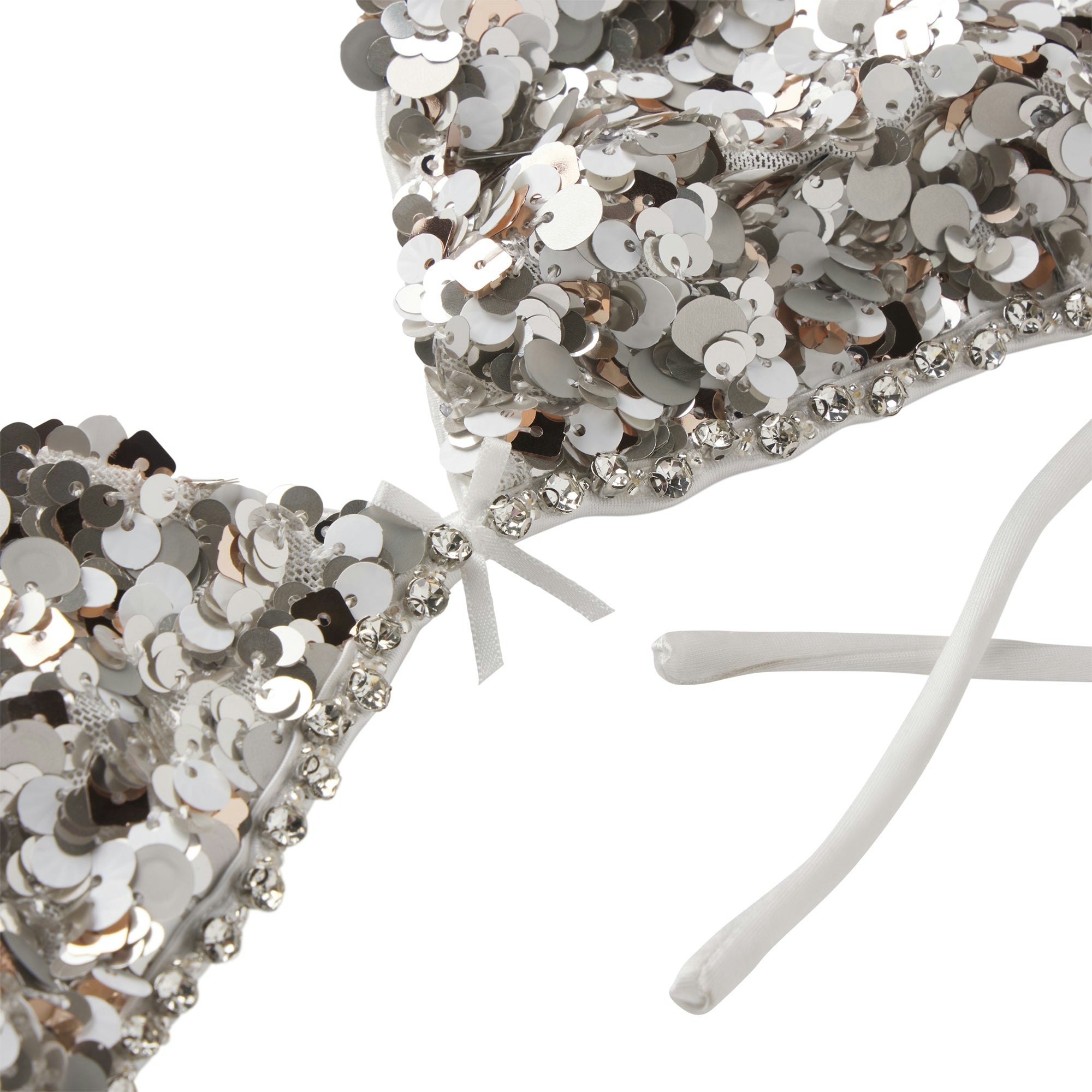 NOVELTY INTIMATES SEQUIN BRALETTE AND HIPSTER SET | SNOW ADDITIONAL FABRIC DETAILS