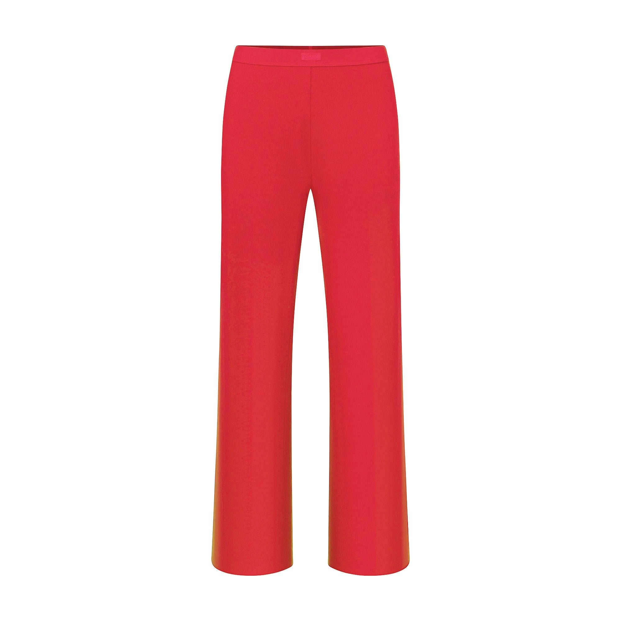 COTTON RIB PANT CRANBERRY FLAT ON A WHITE BACKGROUND | FLT | FLT