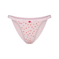 LIGHTWEIGHT COTTON LOGO PICOT STRING BIKINI
