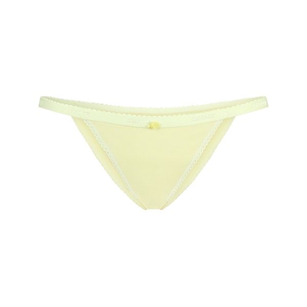 LIGHTWEIGHT COTTON LOGO PICOT STRING BIKINI | CITRON FLAT ON A WHITE BACKGROUND | FLT