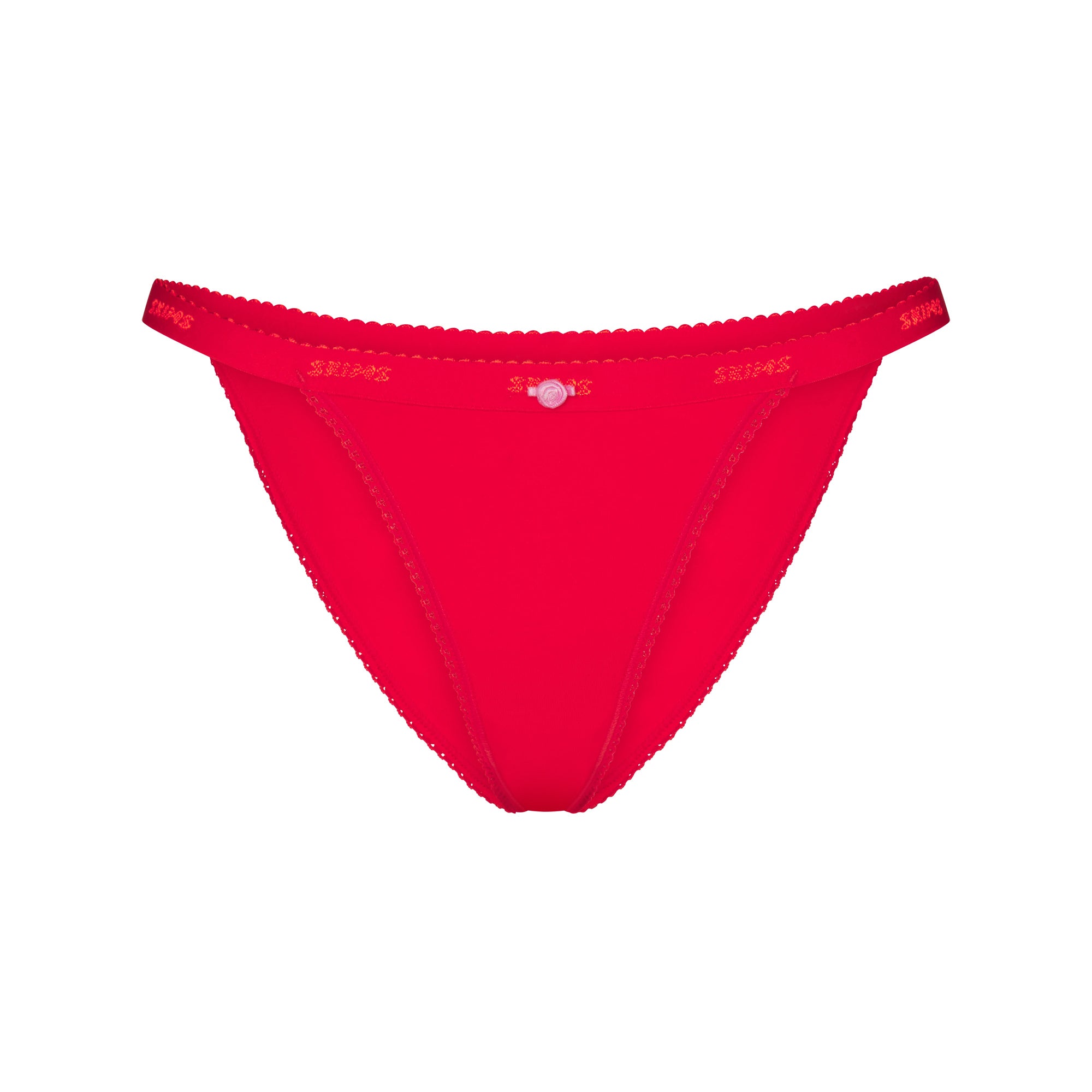 LIGHTWEIGHT COTTON LOGO PICOT STRING BIKINI | RUBY TONAL | SKIMS