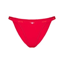 LIGHTWEIGHT COTTON LOGO PICOT STRING BIKINI