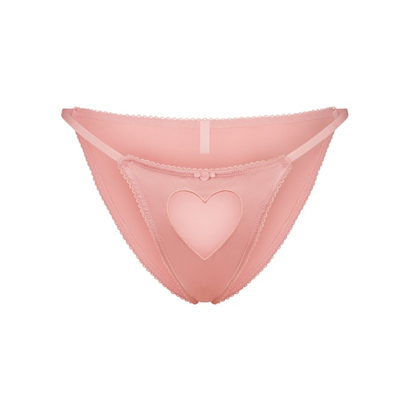 NOVELTY INTIMATES TULLE HEART SILK BIKINI | BALLET FLAT ON A WHITE BACKGROUND | FLT