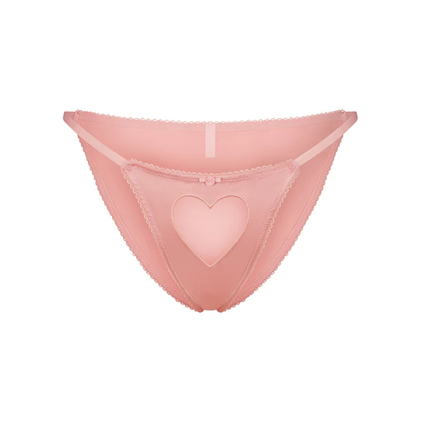 NOVELTY INTIMATES TULLE HEART SILK BIKINI | BALLET FLAT ON A WHITE BACKGROUND | FLT