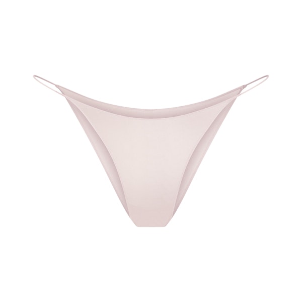 ULTRA FINE MESH STRING BIKINI | BARELY PINK FLAT ON A WHITE BACKGROUND | FLT