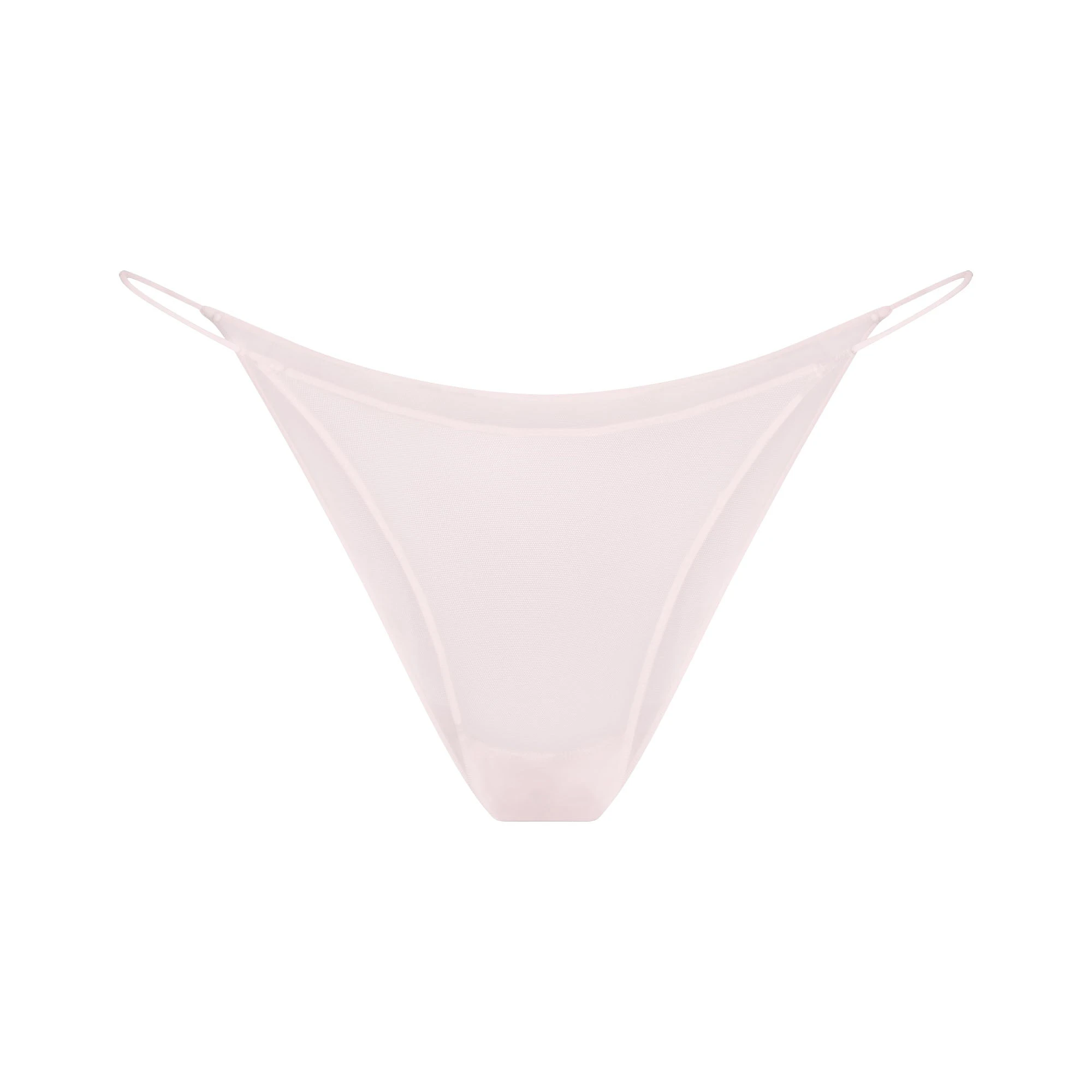 ULTRA FINE MESH STRING BIKINI | BARELY PINK FLAT ON A WHITE BACKGROUND | FLT