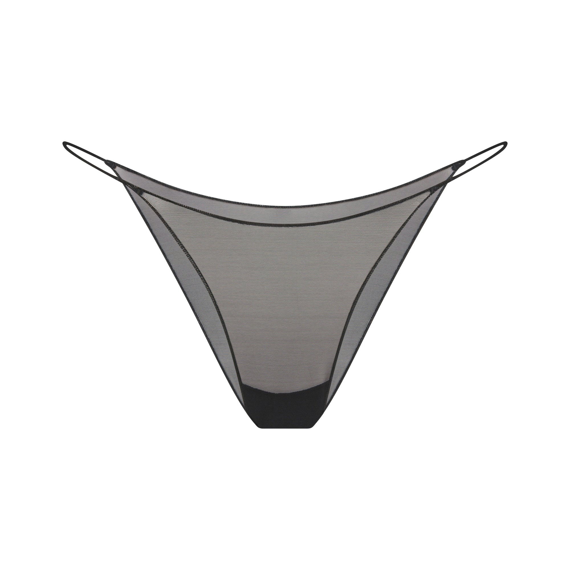 ULTRA FINE MESH STRING BIKINI | OBSIDIAN FLAT ON A WHITE BACKGROUND | FLT