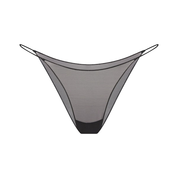 ULTRA FINE MESH STRING BIKINI | OBSIDIAN FLAT ON A WHITE BACKGROUND | FLT