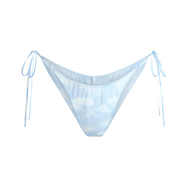 SKIMS ROMANCE TIE SIDE BIKINI | BLUE QUARTZ CLOUD PRINT FLAT ON A WHITE BACKGROUND | FLT