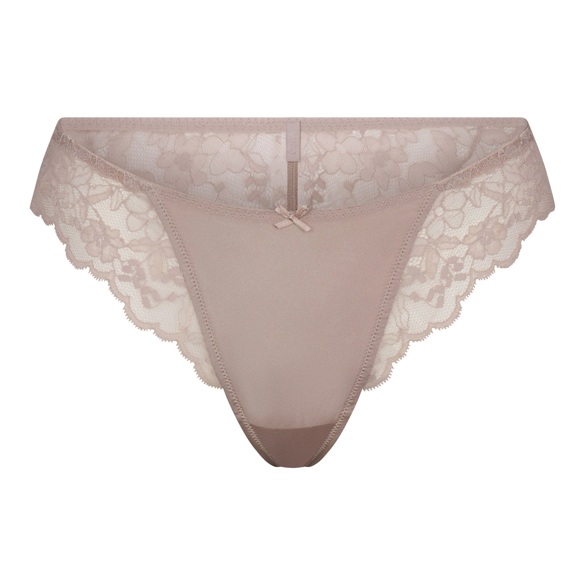 SKIMS LACE BIKINI | FAWN FLAT ON A WHITE BACKGROUND | FLT