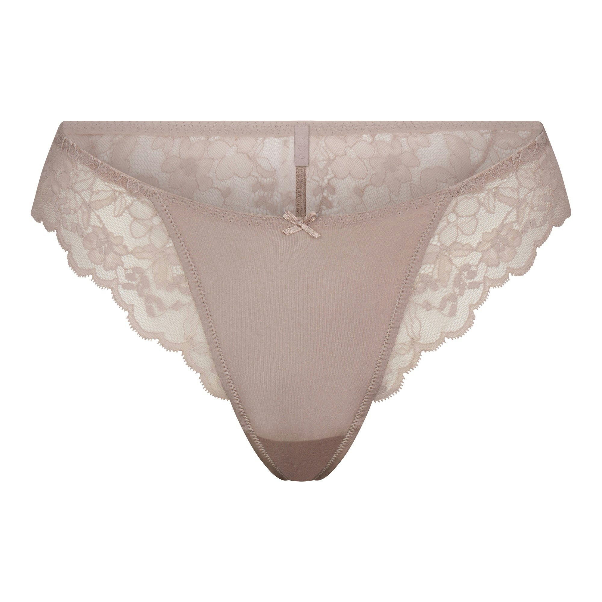 SKIMS LACE BIKINI | FAWN FLAT ON A WHITE BACKGROUND | FLT