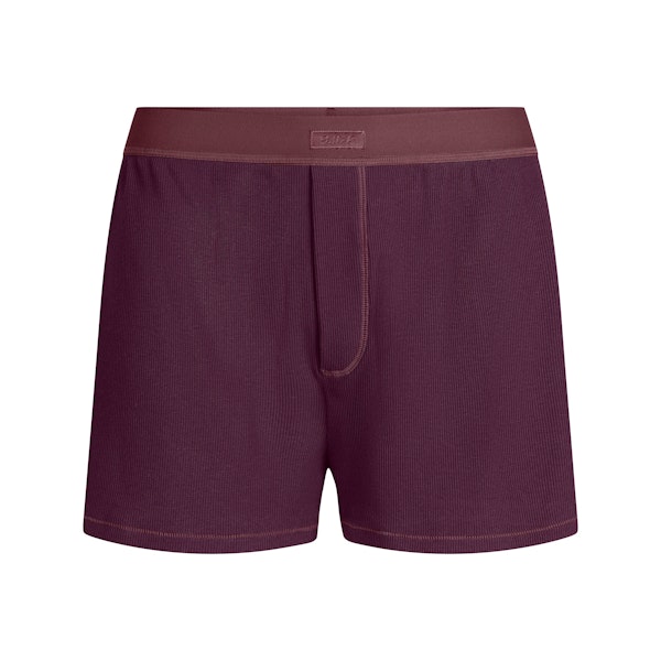 COTTON RIB LOOSE BOXER | CURRANT FLAT ON A WHITE BACKGROUND @ | FLT