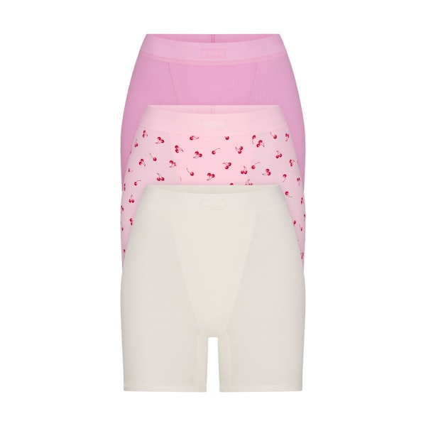 COTTON RIB BOXER 3-PACK | PETAL MULTI FLAT ON A WHITE BACKGROUND | FLT