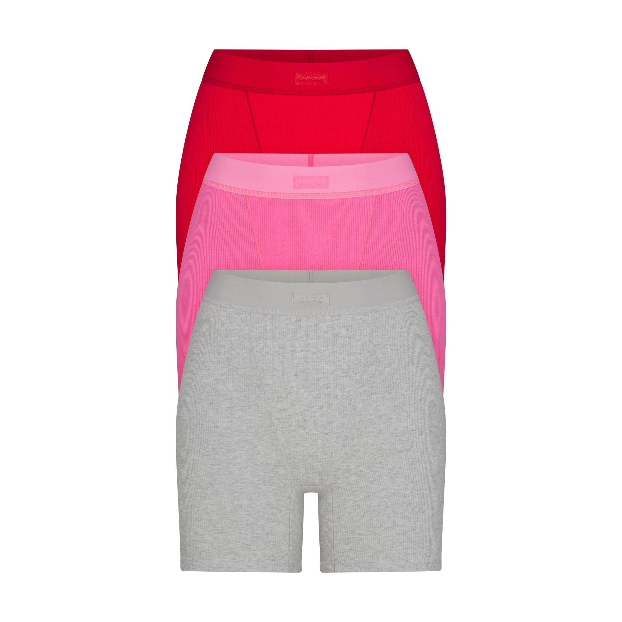 COTTON RIB BOXER 3-PACK | SUGAR PINK MULTI FLAT ON A WHITE BACKGROUND | FLT