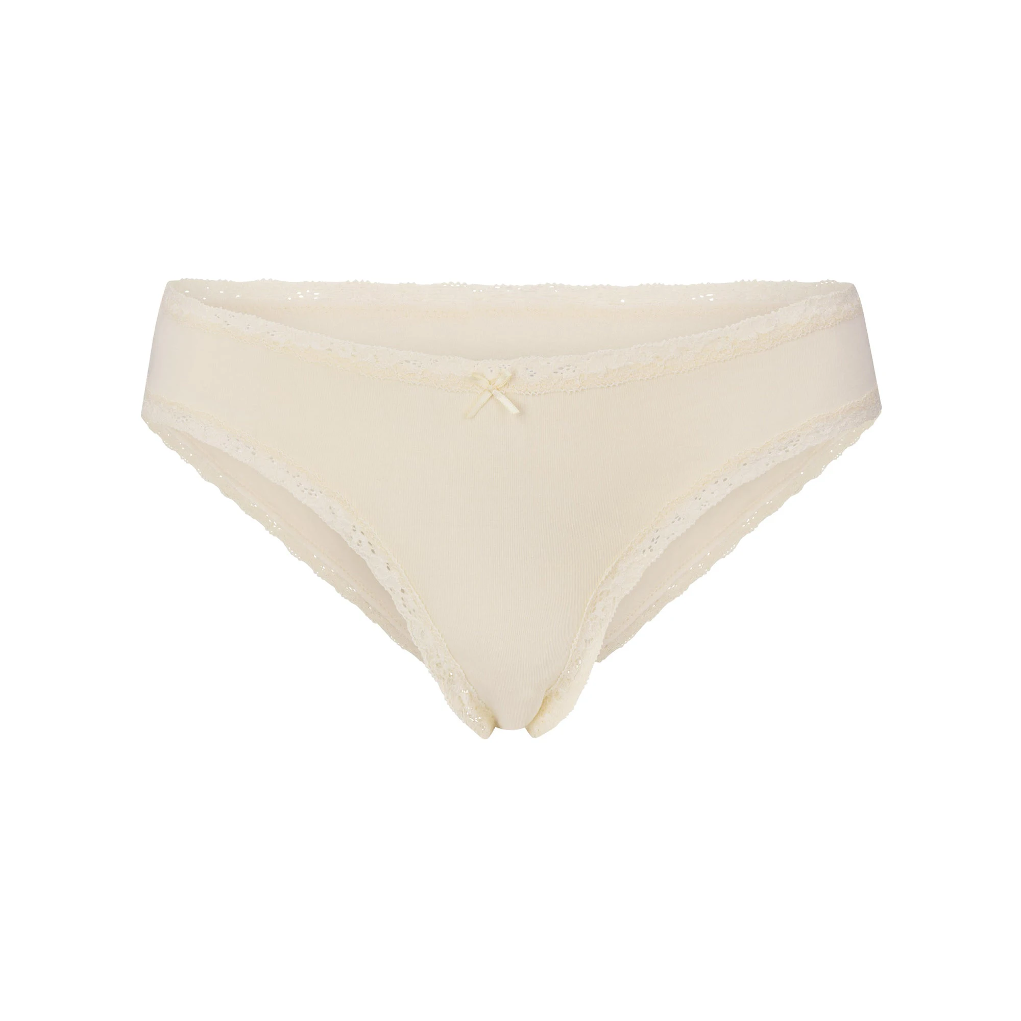LIGHTWEIGHT COTTON LACE BRIEF | BUTTER TONAL FLAT ON A WHITE BACKGROUND | FLT