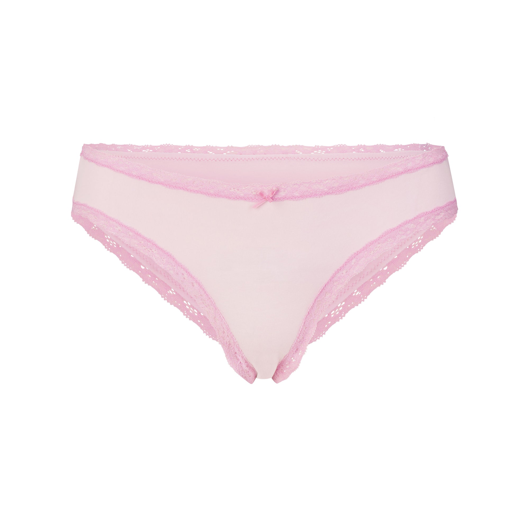 LIGHTWEIGHT COTTON LACE BRIEF | CHERRY BLOSSOM FLAT ON A WHITE BACKGROUND | FLT