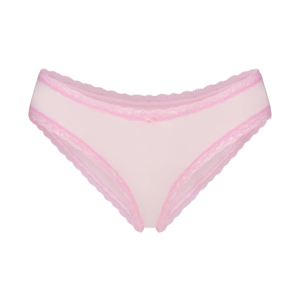 LIGHTWEIGHT COTTON LACE TRIM BRIEF | CHERRY BLOSSOM FLAT ON A WHITE BACKGROUND | FLT
