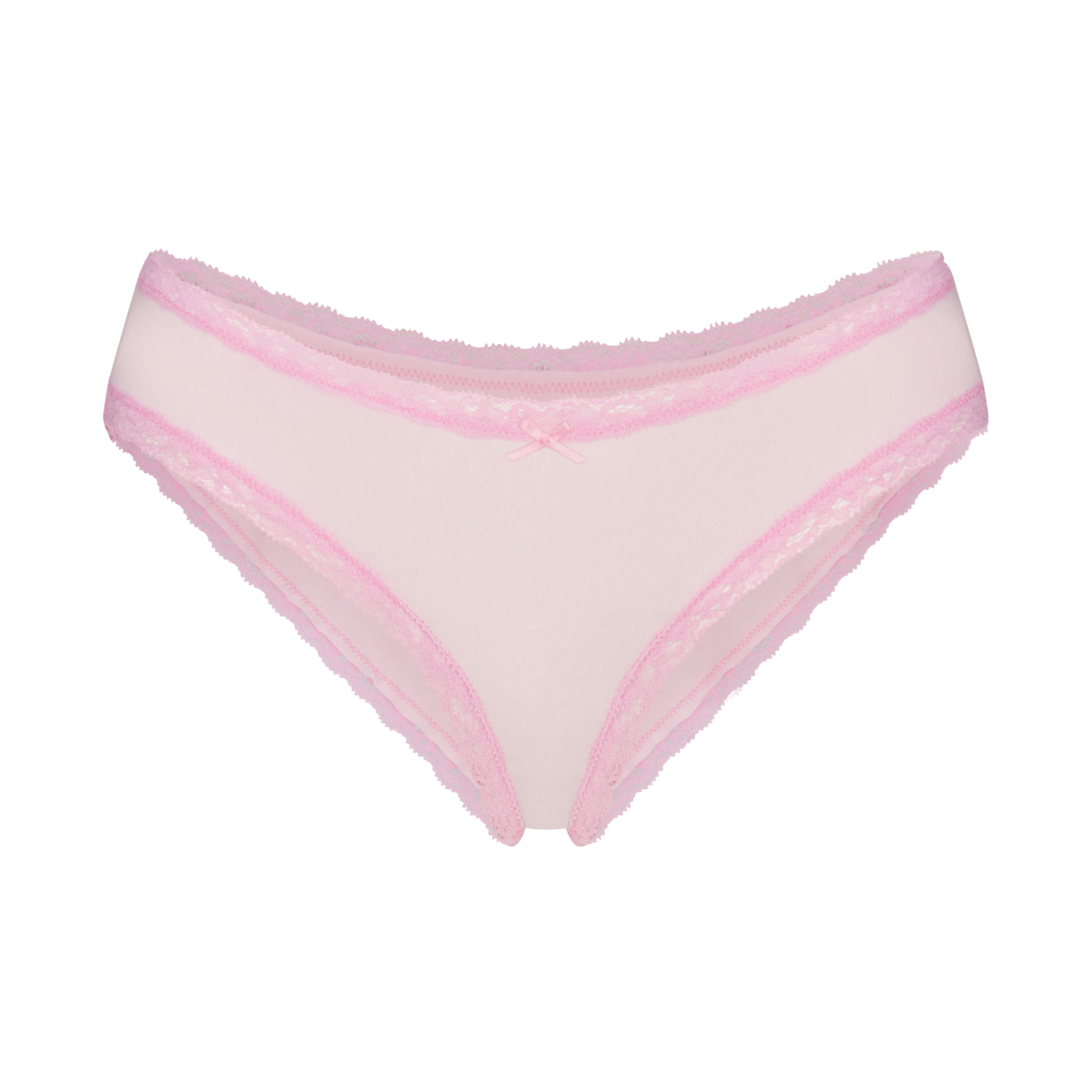 LIGHTWEIGHT COTTON LACE BRIEF | CHERRY BLOSSOM FLAT ON A WHITE BACKGROUND | FLT