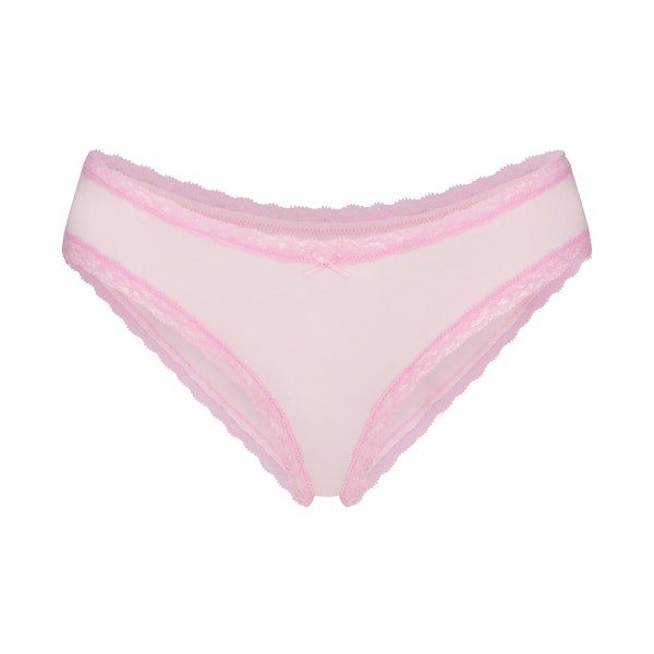 LIGHTWEIGHT COTTON LACE BRIEF | CHERRY BLOSSOM FLAT ON A WHITE BACKGROUND | FLT