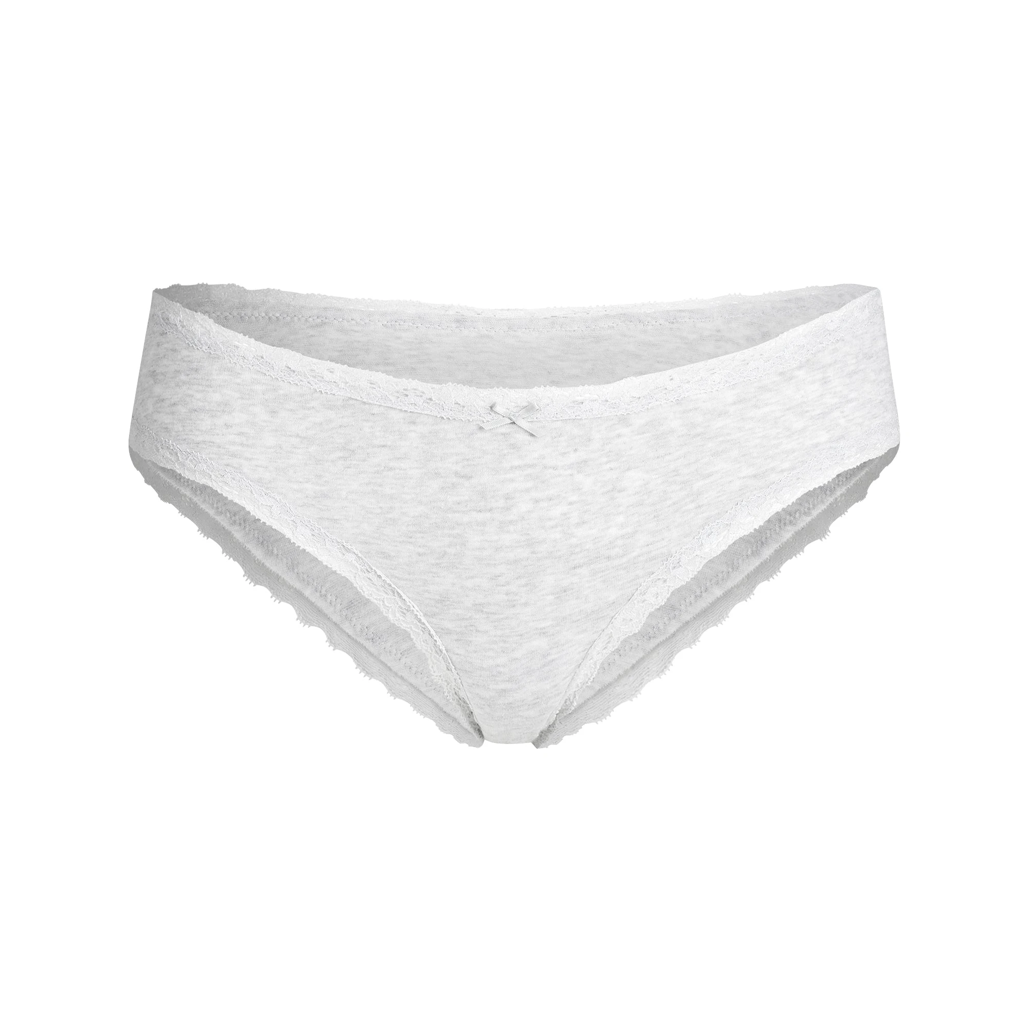 LIGHTWEIGHT COTTON LACE BRIEF | LIGHT HEATHER GREY FLAT ON A WHITE BACKGROUND | FLT