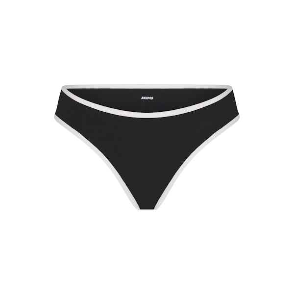 FITS EVERYBODY CONTRAST TRIM CHEEKY BRIEF | ONYX (BRIEFS, PANTIES) FLAT ON A WHITE BACKGROUND | FLT