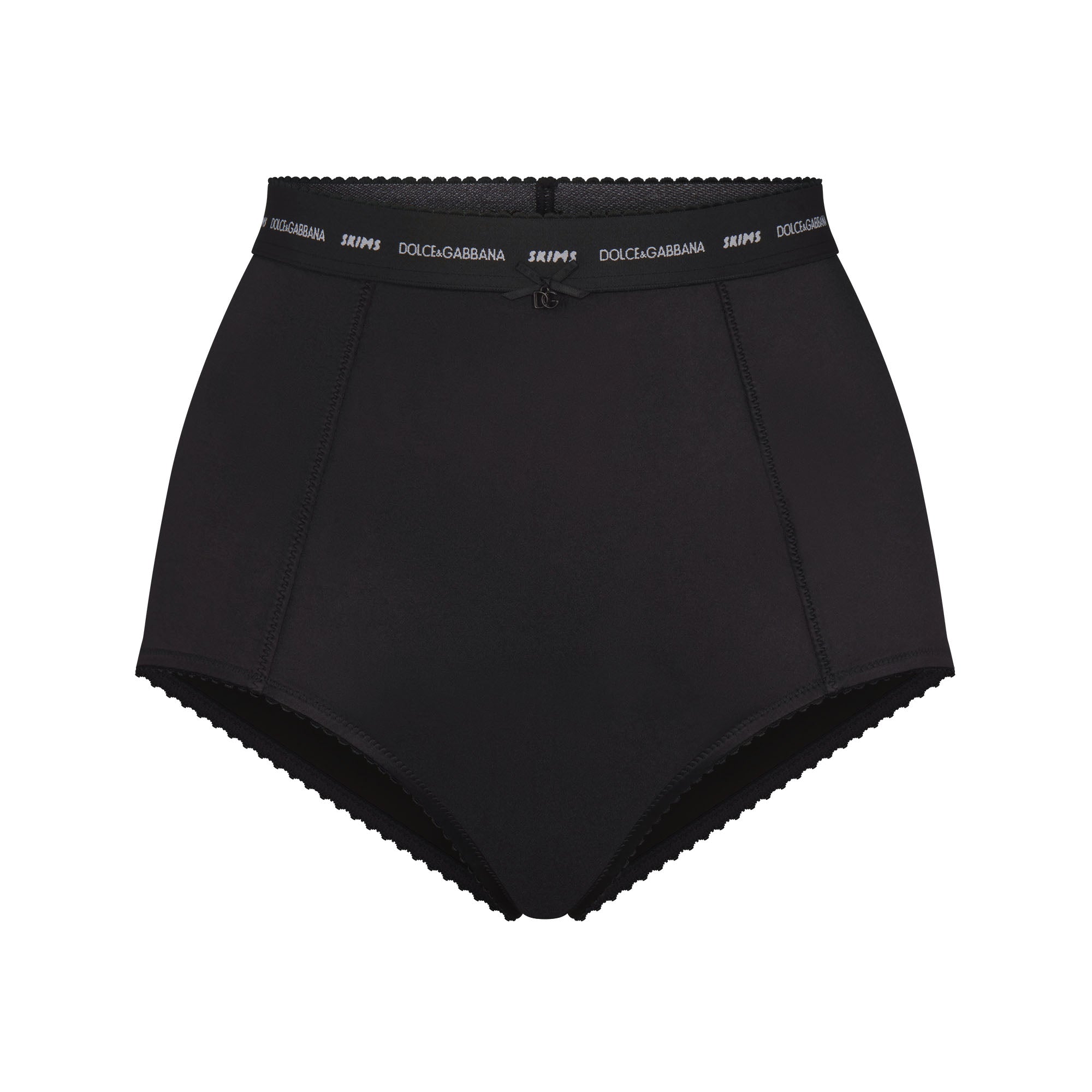 DOLCE&GABBANA X SKIMS STRETCH SATIN HIGH-WAISTED BRIEF | ONYX