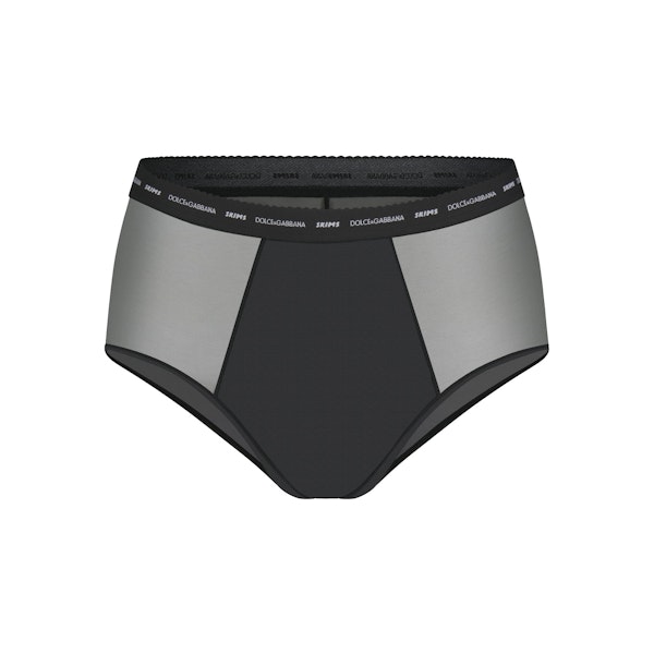 DOLCE&GABBANA X SKIMS ULTRA FINE MESH HIGH-WAISTED BRIEF | ONYX (BRIEFS) FLAT ON A WHITE BACKGROUND | FLT