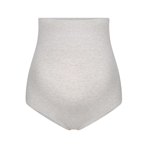COTTON JERSEY MATERNITY HIGH-WAISTED BRIEF | LIGHT HEATHER GREY FLAT ON A WHITE BACKGROUND | FLT