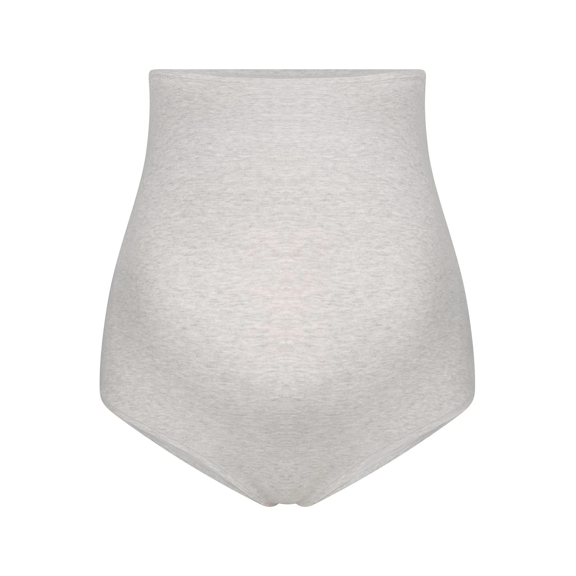 COTTON JERSEY MATERNITY HIGH-WAISTED BRIEF | LIGHT HEATHER GREY FLAT ON A WHITE BACKGROUND | FLT
