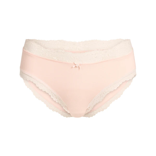 COTTON JERSEY LACE BRIEF | PRIMROSE FLAT ON A WHITE BACKGROUND | FLT