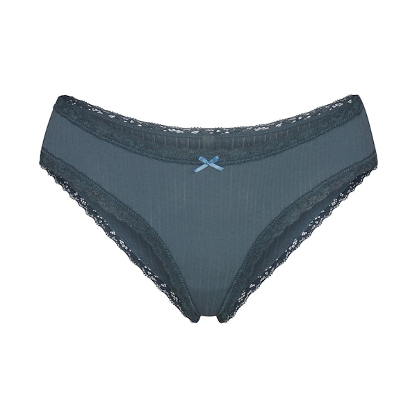 LIGHTWEIGHT COTTON POINTELLE LACE BRIEF | ZIRCON TONAL FLAT ON A WHITE BACKGROUND | FLT